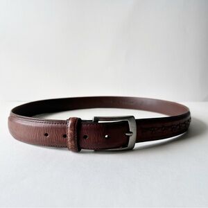 Cole Haan Brown Leather Front Seam Braided Belt